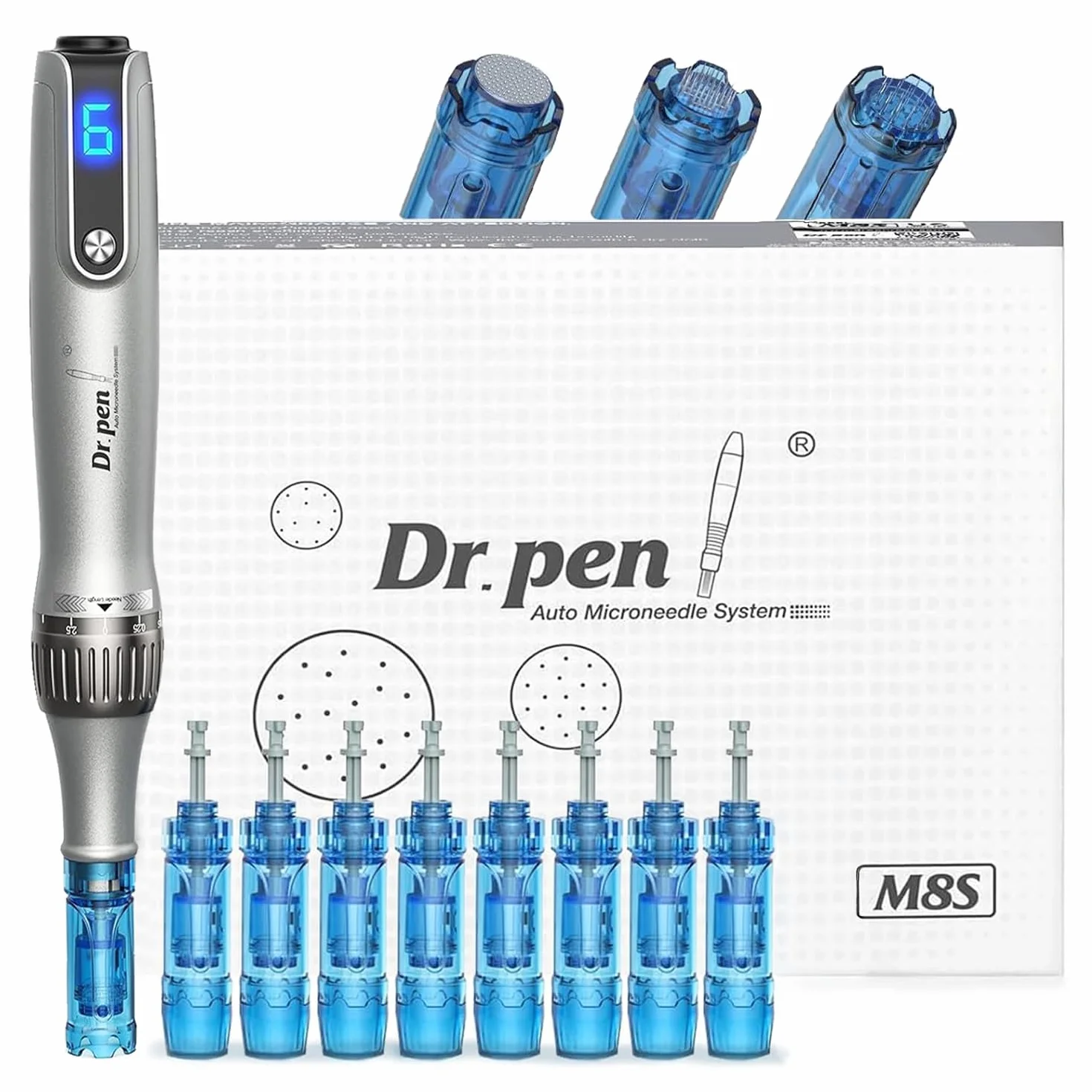 Dr. pen Ultima M8S Professionelle Microneedling Pen: Drahtlos Derma Pen, Einfach bedienbar, LED-Anzeige, 9 Ersatzpatronen, Authentisch Dr pen Mikroneedling für Profis & Zuhause