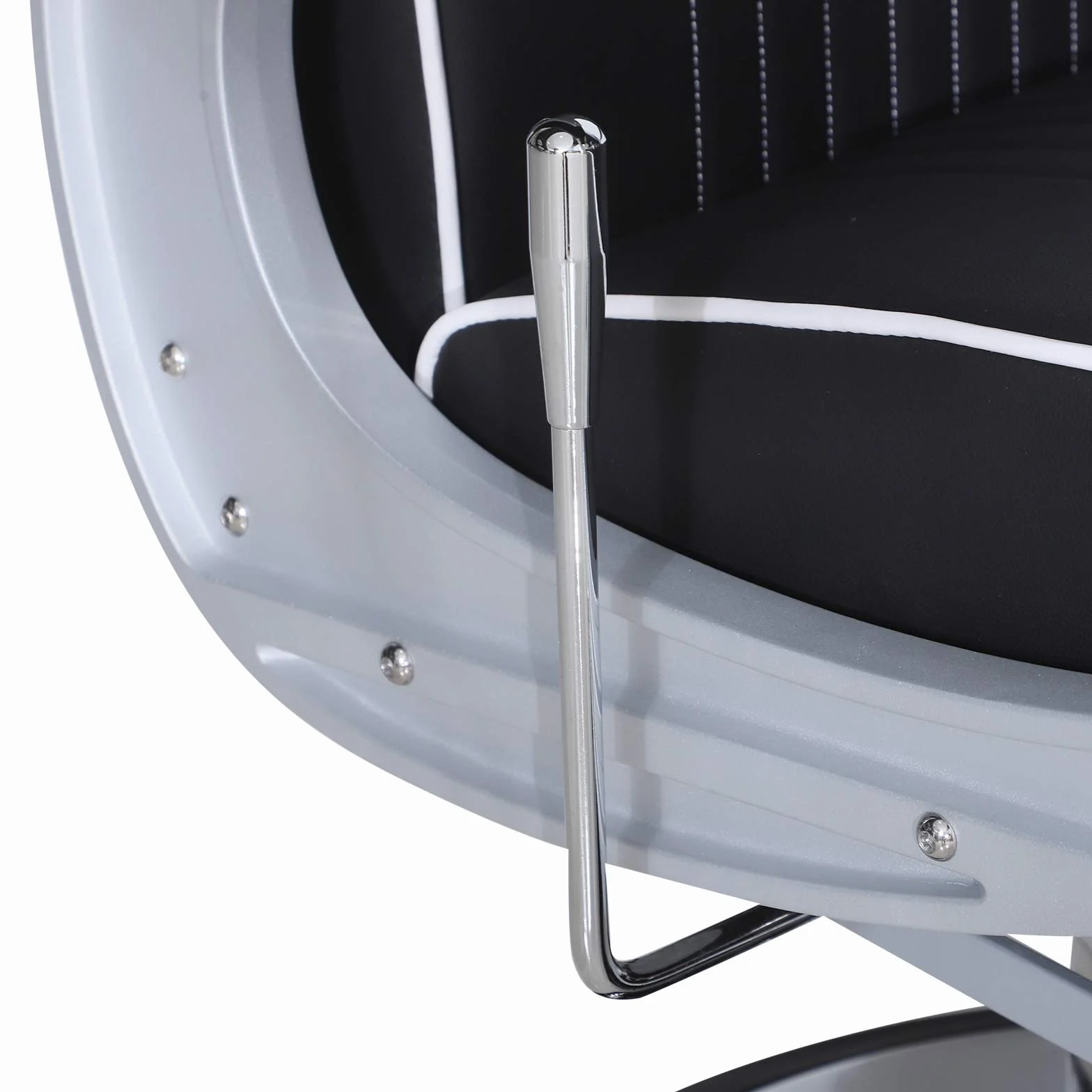 Barberpub Friseurstuhl Bedienungsstuhl 3822 Silber-Schwarz