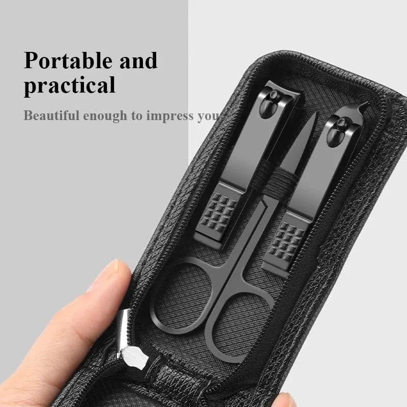 Nagelknipser, Pediküre-Sets, Schwarz glänzend, Nagelknipser, Körperpflege-Tools, Augenbrauenschere, 6-teilig, Körperpflege-Set(Black)