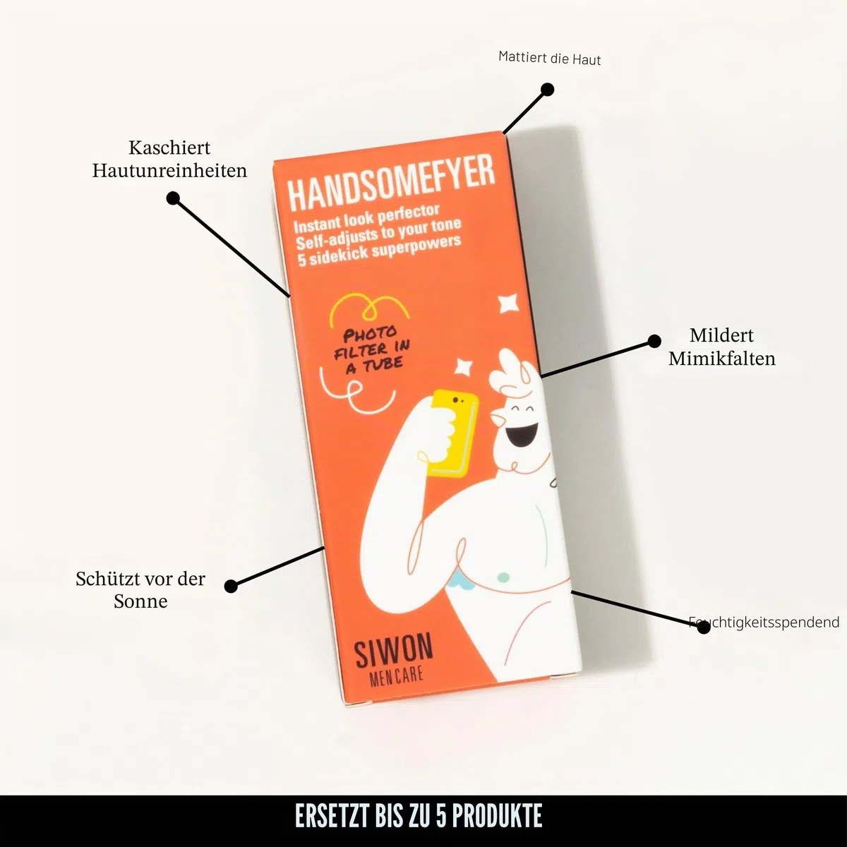 SIWON | Handsomefyer | All-in-one feuchtigkeitsspendende Gesichtscreme für Männer mit guter Gesichtswirkung - 30 ml. Men face cream. CC cream man