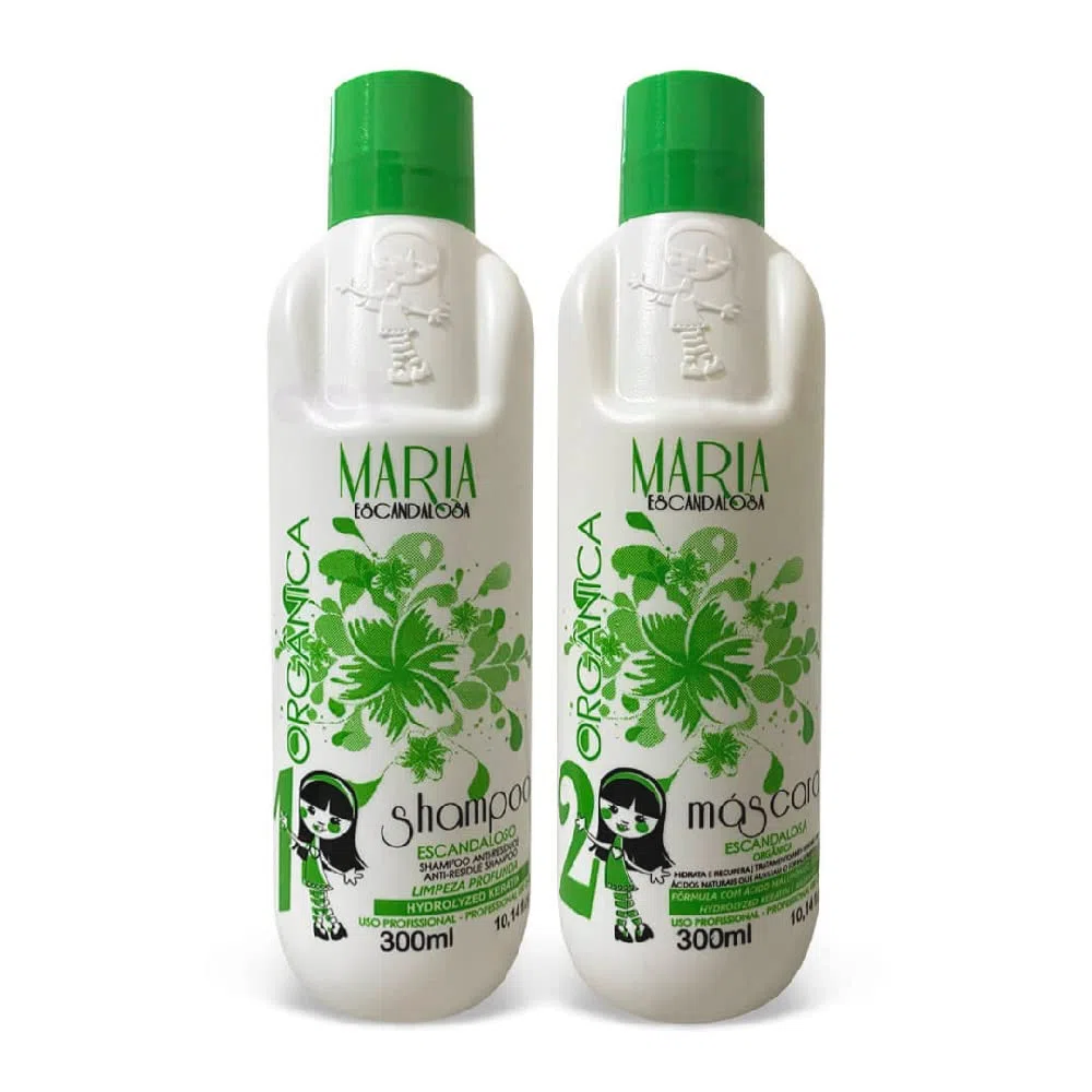Kit Maria Escandalosa Smoothing System Organic Alisamento Orgânico Hair Care 2x300ml/2x10.1 fl.oz