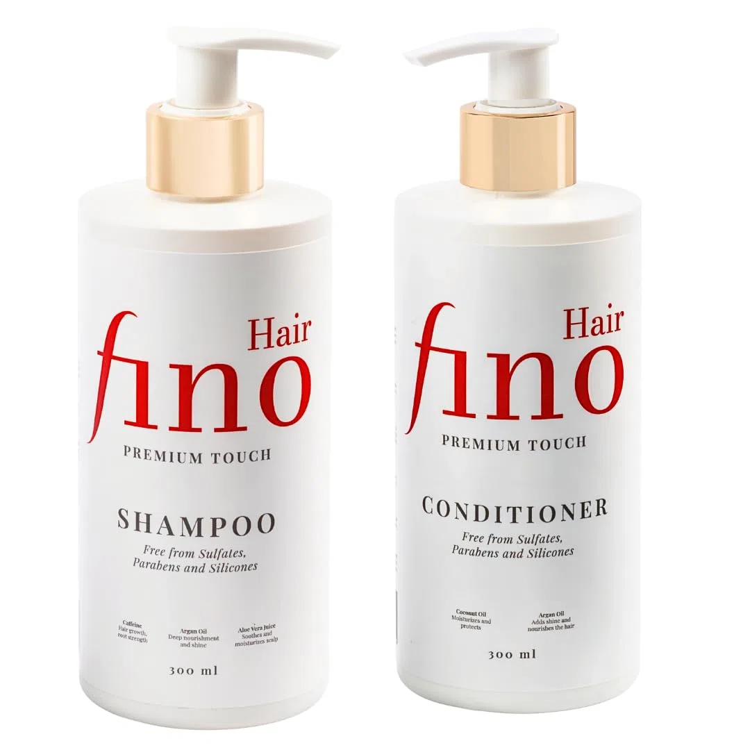 fino Hair Shampoo & Spülung Set - trockenes & geschädigtes Haar | Mit Koffein, Biotin & Keratin - Pflege, Glanz & Anti-Frizz, ohne Silikone & Parabene