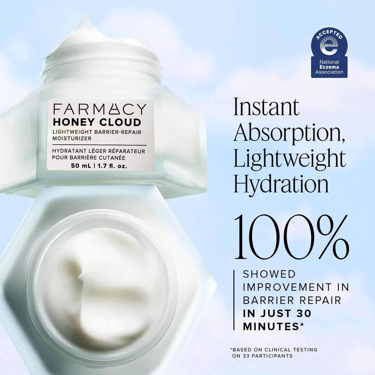 Farmacy Honey Cloud leichte Gesichtscreme – Feuchtigkeitslotion mit Hyaluronsäure, Peptiden & Kamille – tägliche Gesichtspflege für ölige, empfindliche oder Mischhaut (50 ml)