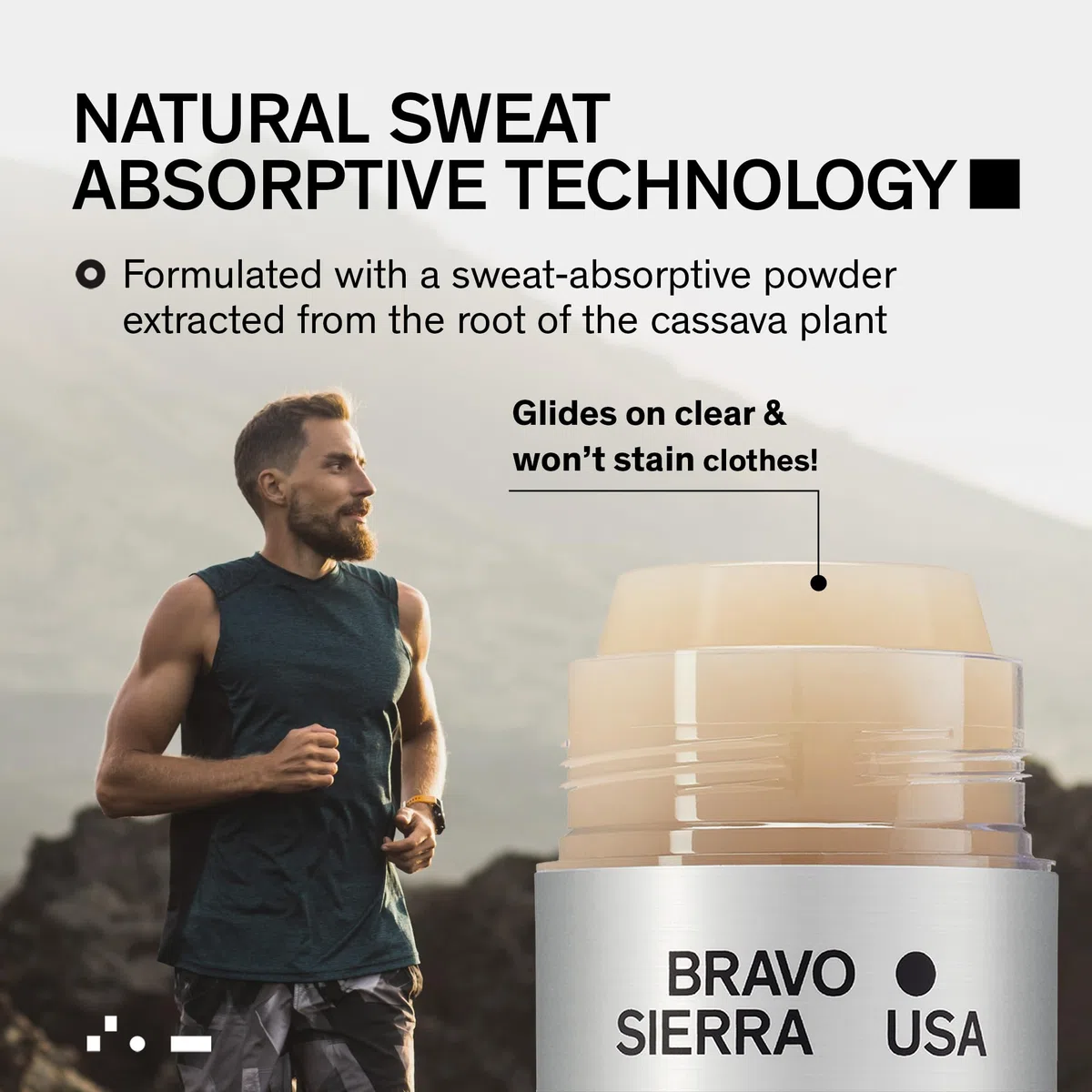 Bravo Sierra Deodorant ohne Aluminium für Herren, Packung mit 2 Stück, enthält natürliche Inhaltsstoffe. Dauerhafter Schutz vor schlechtem Geruch und Schweiß während des ganzen Tages, Duft nach Tonka