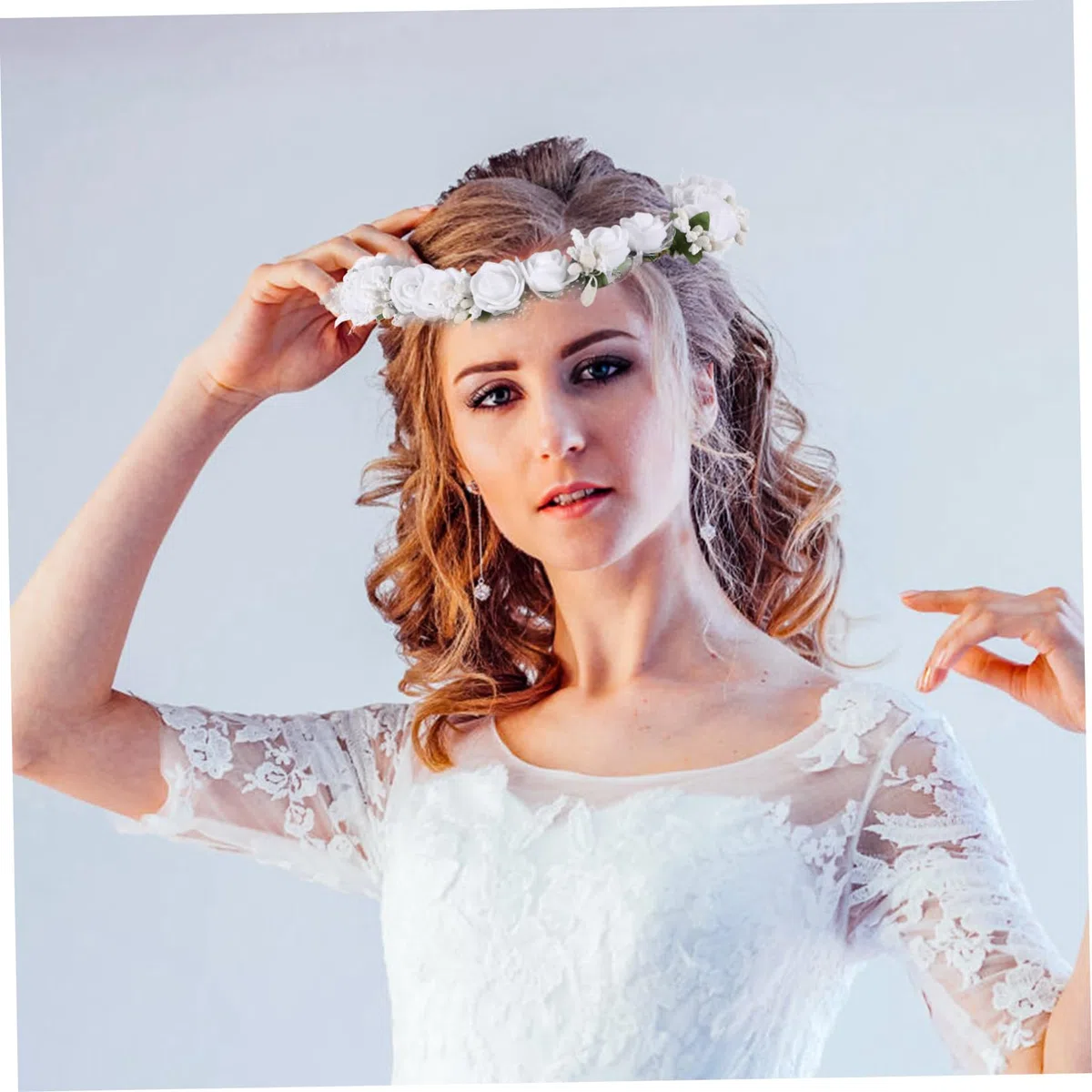 Healeved 5stücke Blumenkranz Haarschmuck Für Damen Elegantes Hochzeits-stirnband Mit Schaumrosen Und Perlen Für Braut Fotografie Und Besondere Anlässe Leicht Und Tragbar