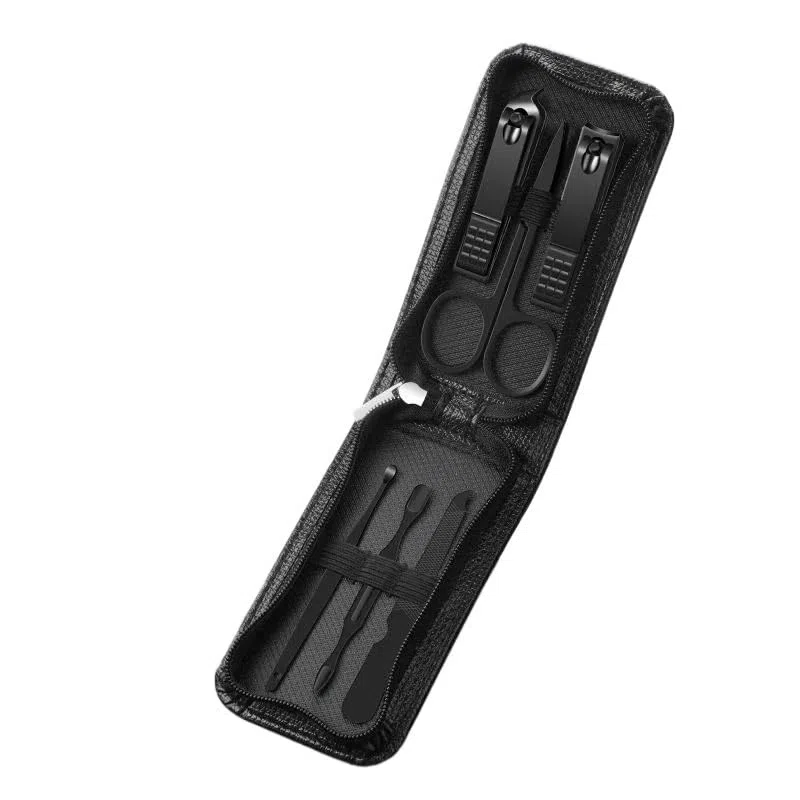 Nagelknipser, Pediküre-Sets, Schwarz glänzend, Nagelknipser, Körperpflege-Tools, Augenbrauenschere, 6-teilig, Körperpflege-Set(Black)