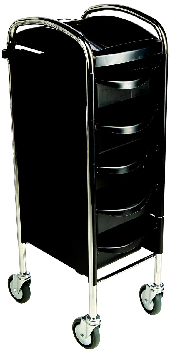 Piccolo Original 6002 Friseur Arbeitswagen Salon Trolly Rollwagen Stapelboy 5 Schubladen Schwarz
