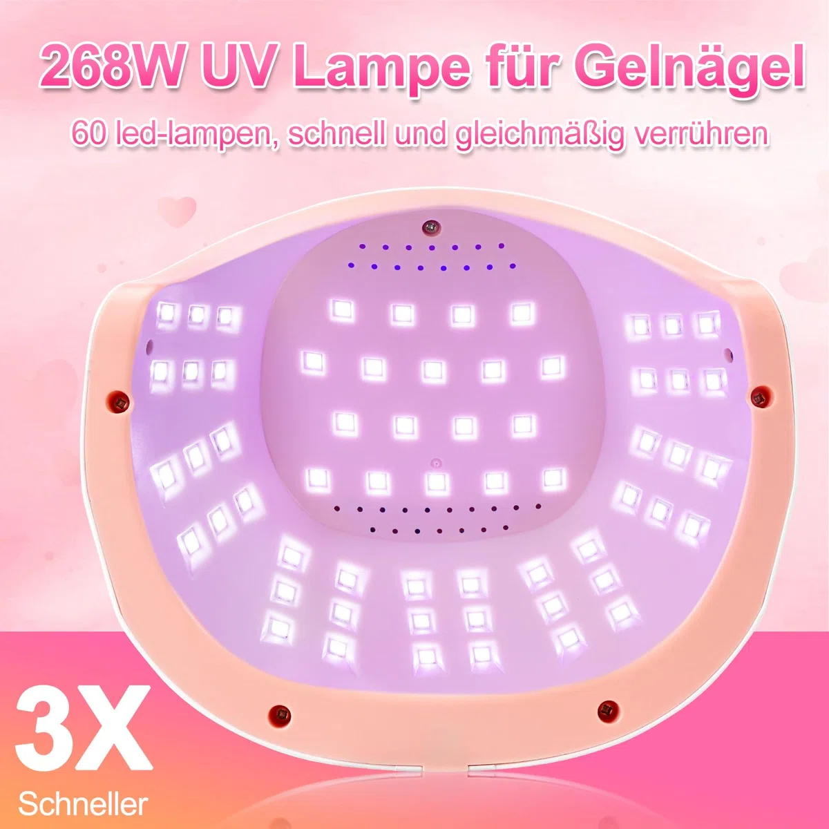 268W UV Lampe für Gelnägel, UV Lampe Nägel mit 4 Timer, 60 LEDS, LCD Display, Smart Sensor,Premium UV Lampe für Alle UV Gel Nagellack, Ideal für Anfänger und Profis