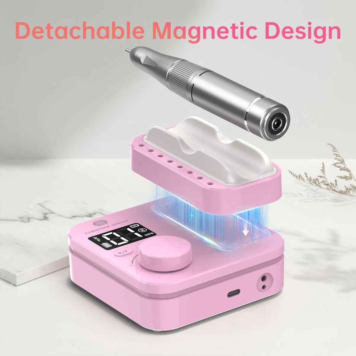 Elektrische Nagelfeile 35000RPM Super Leise Wiederaufladbare Nagelbohrer | CHRISTINE SHELLY Tragbare Nägel Politur Set Maniküre Pediküre Maschine Professionelle