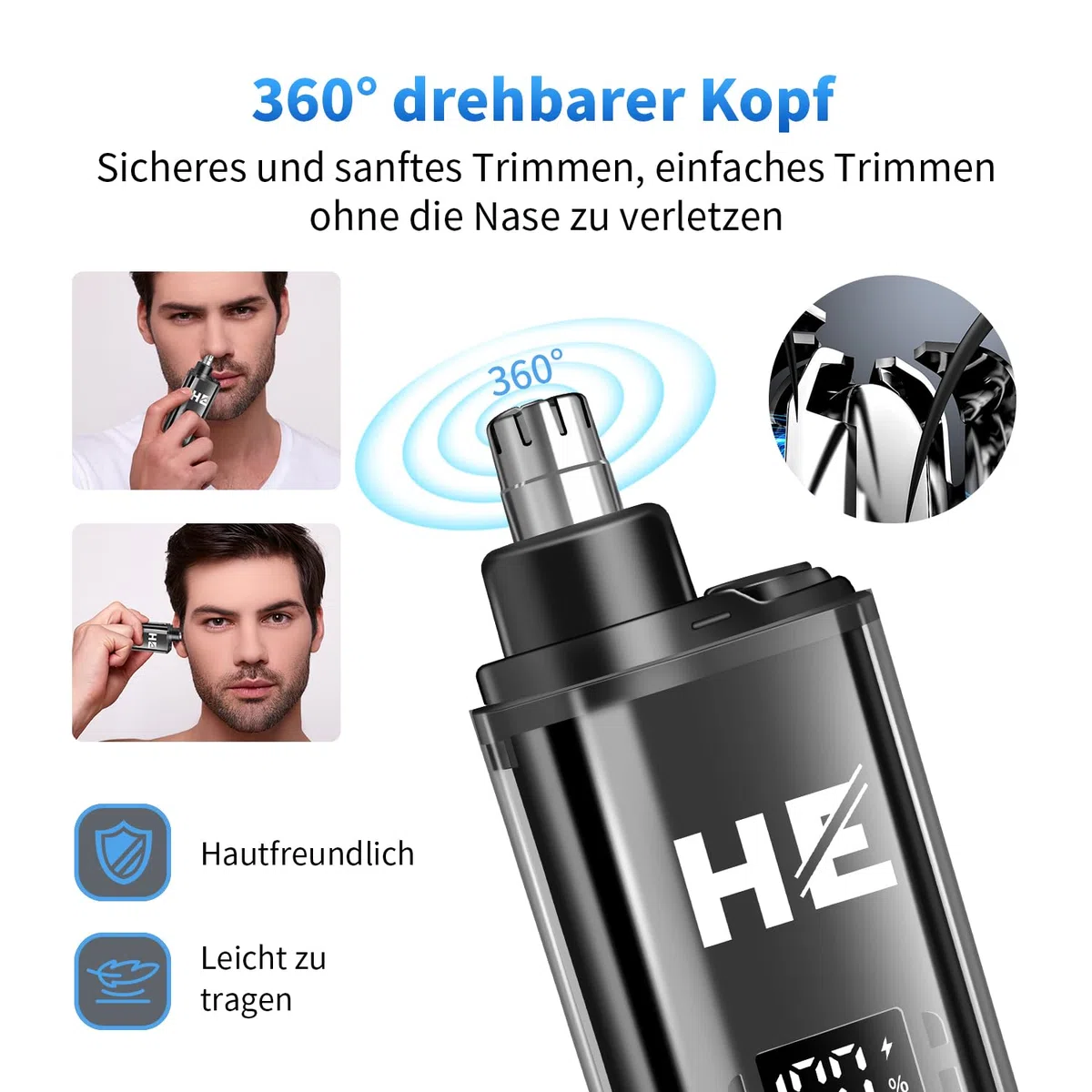 HIENA PRO Profi Haarschneidemaschine für Herren, Schnurloser Haarschneider Bartschneider Folienrasierer Nasentrimmer Set, USB Wiederaufladbares Komplettset Elektrisches Haarschneide-Kit (814 Set)