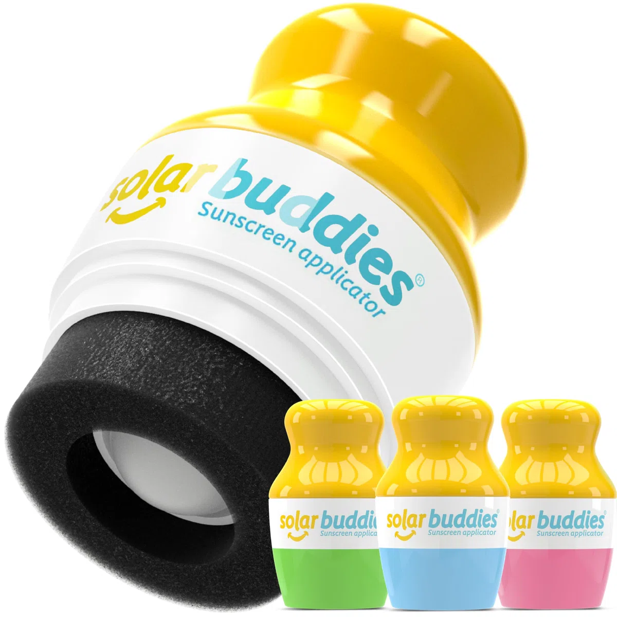 Solar Buddies Nachfüllbarer Roll-on Schwammapplikator für Sonnencreme 100ml Pink Blau Grün