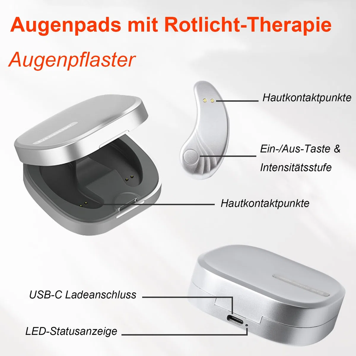Glowpads Pro Wiederverwendbare Augenpads Augenpflege Gerät mit Rotlicht und Mikrostrom reduziert Schwellungen Augenringe feine Linien Premium Beauty Technologie für strahlende Augen