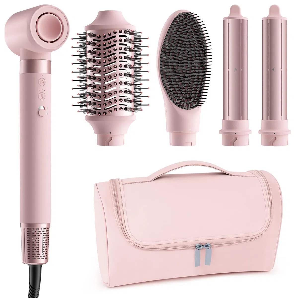MESCOMB 5 in 1 Hairstyler Set, 110.000 U/min High-Speed Airstyler mit Ionen Haartrockner, Lockenstab & Volumenbürste