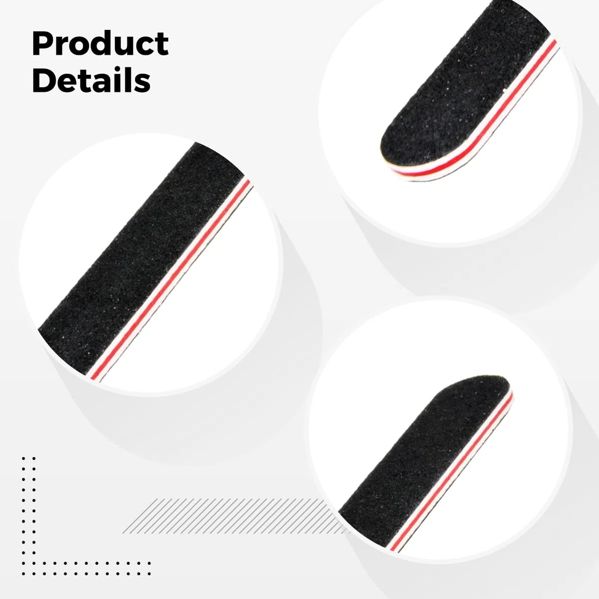 Nagelfeilen im Großpack, 18 cm, schwarz mit rotem Kern, 100/180 Körnung, doppelseitiges Schmirgelbrett für Maniküre und Pediküre, zum schnellen Formen, Glätten und gleichmäßige Kanten