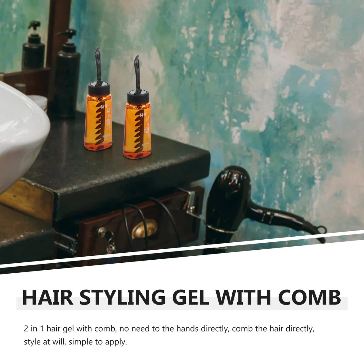 Haarstyling Gel für Herren mit Kamm, 2 Stück Braun Kunststoff | Reiseformat, Tägliche Anwendung zu Hause, Leicht zu Bedienen für Haarstyling