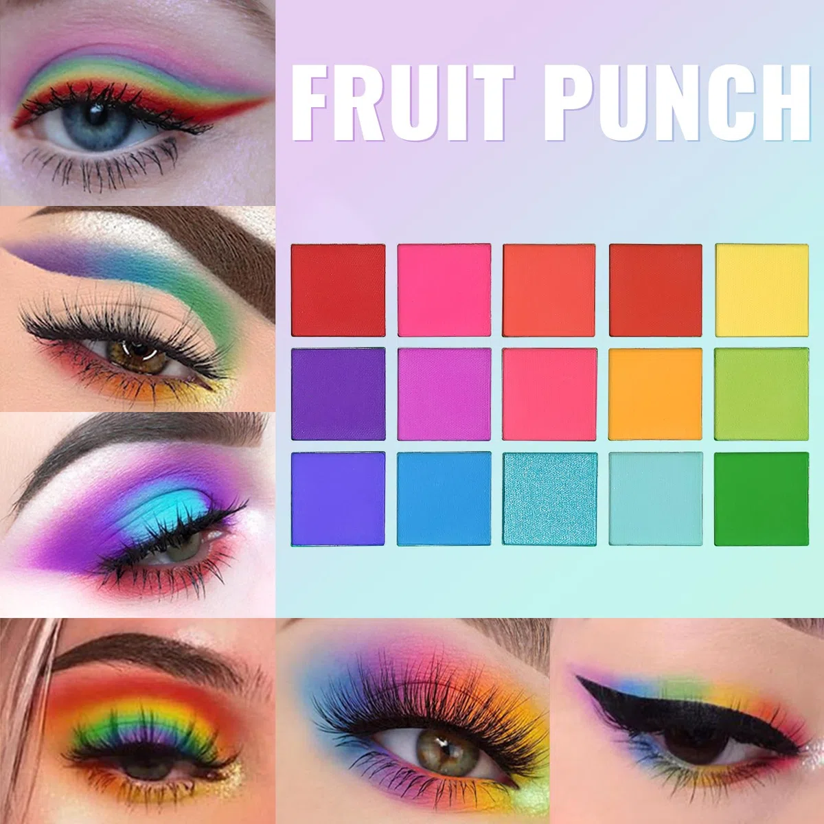 UCANBE - Make Up Set mit Farblidschatten Palette 2 Stück 15 Farbtöne Matt Glänzend Leuchtend Neon Regenbogen Pastell