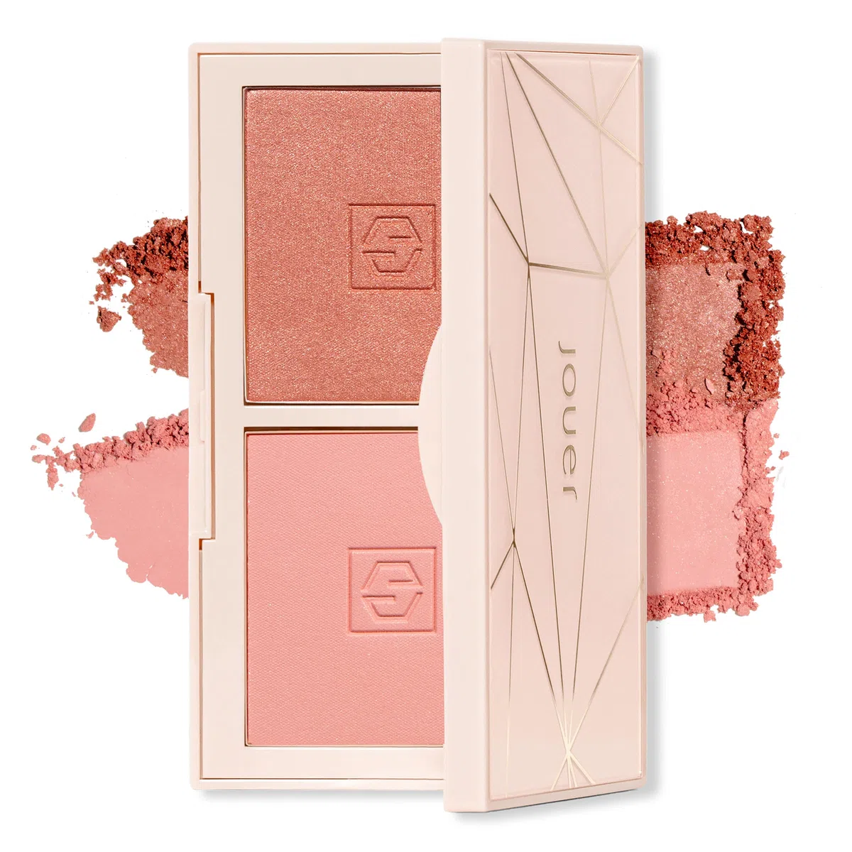 Jouer Blush Bouquet Duo Deluxe Mini-Rouge-Palette mit 2 Lidschatten, hochpigmentiertes Puder, natürlich, flush, Schönheitskosmetik, Vitamin E, puderfrei, parabenfrei, glutenfrei und tierversuchsfrei