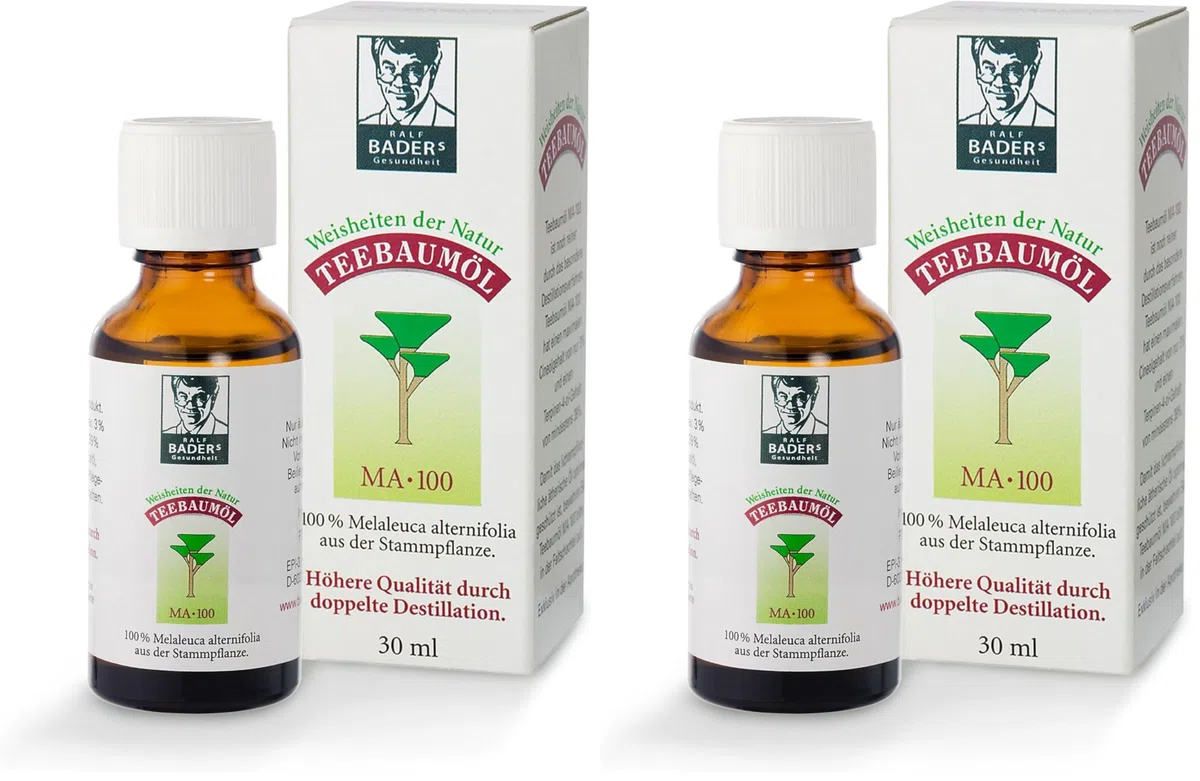 BADERs Teebaumöl. Der Klassiker aus der Apotheke. Doppelt destilliert. Desinfizierend. 100% australisches Melaleuca alternifolia (30 ml) (Packung mit 2)