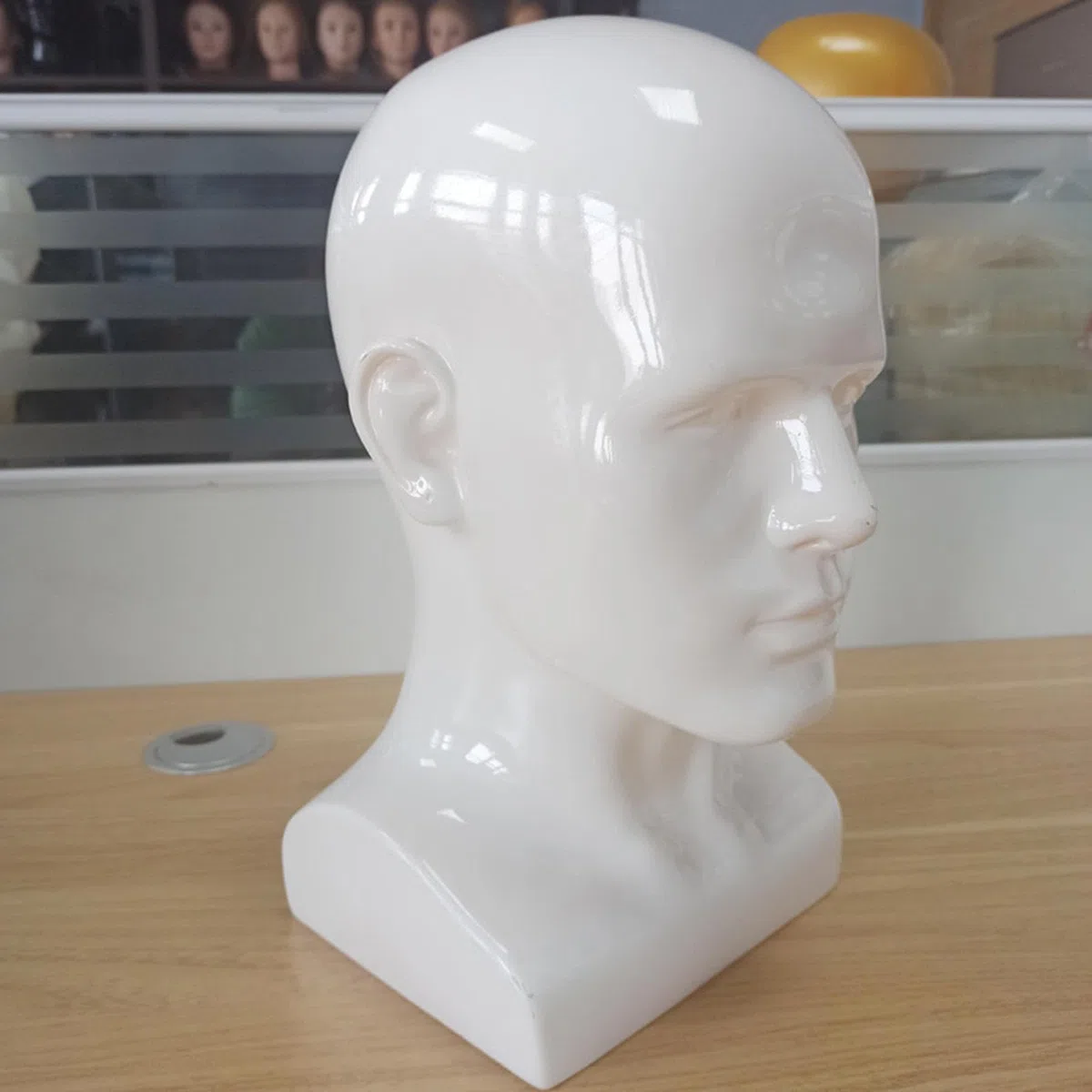 Milageto Männer Mannequin Kopf PVC Display Ständer Glanz Farbe Beauty Styling Werkzeug Zubehör für Hut Schal Perücken 13,4 Zoll hoch, Weiß