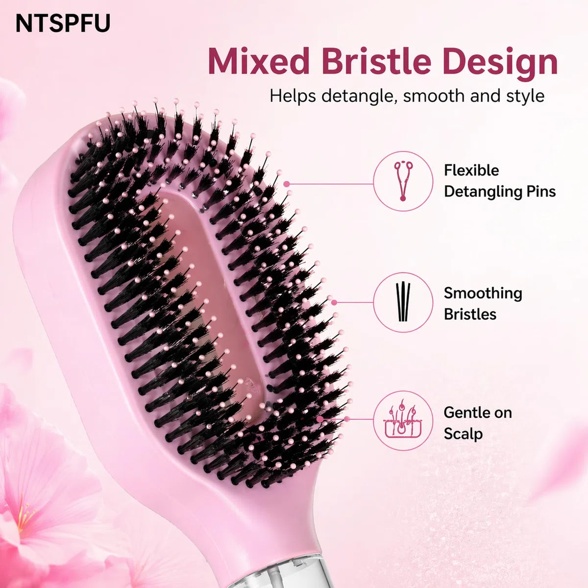 2-in-1 Misting Haarbürste mit eingebautem Wasserspray, entwirrende nasse & trockene Haarbürste für lockiges/dickes Haar & Kinder, feiner Nebel Sprüher, nachfüllbares Reservoir, Anti-Frizz Portable