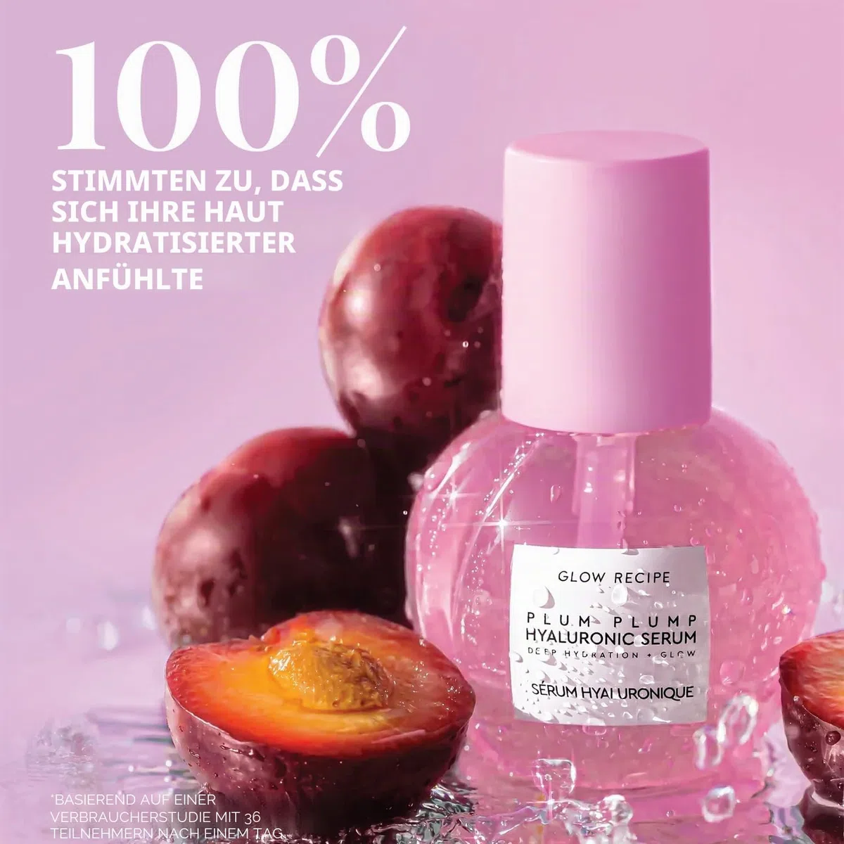 Glow Recipe Plum Plump Hyaluronsäure-Hautpflege-Serum – feuchtigkeitsspendende Hautpflege + Gesichtsserum für Frauen und Männer mit antioxidativer Pflaume + Vitamin B5 zur Reparatur der Hautbarriere