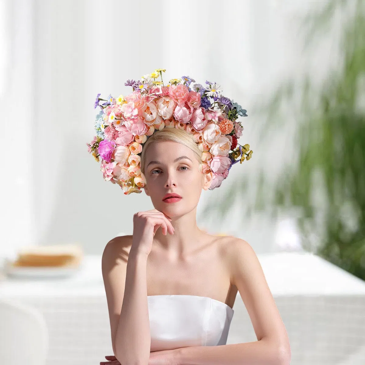 Blumenhaar Reif, Blumenstirnband Kopfbedeckung von Blumenkronen | Festival Kopfbedeckung, Mode Hochzeitskopfschmuck, Kostüm Kopfstück für erwachsene Damen