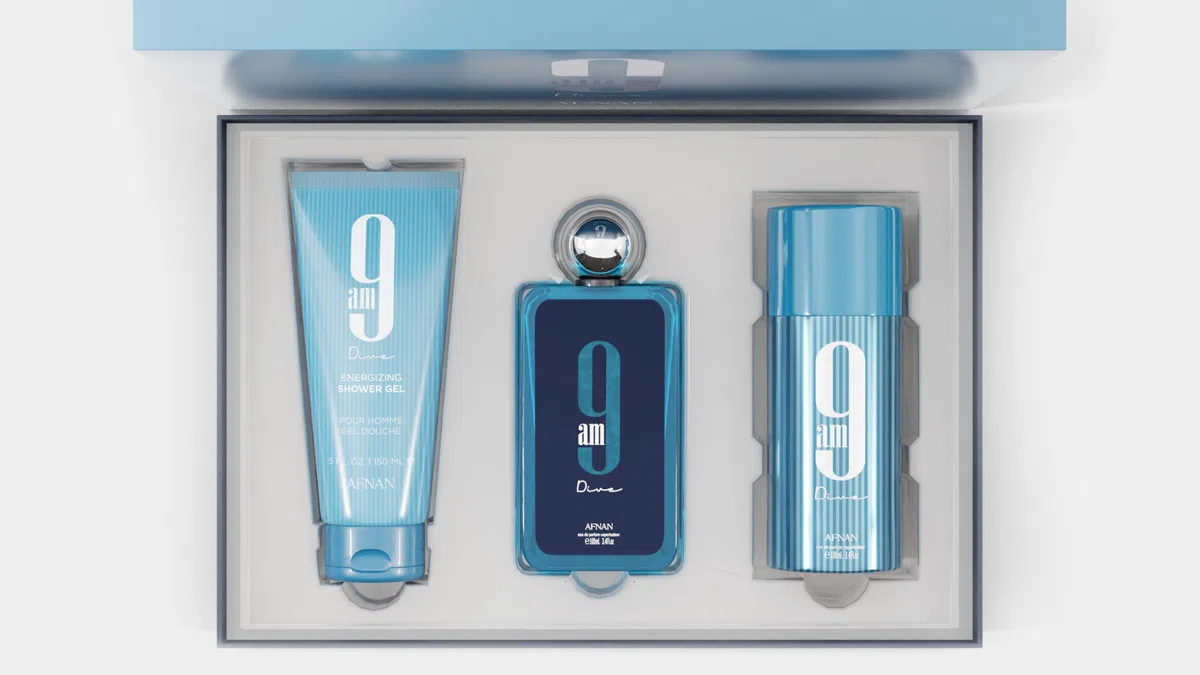 Afnan 9 Am Dive Parfüm Geschenkset für Unisex (Eau de Parfum Spray + Duschgel + Deodorant)