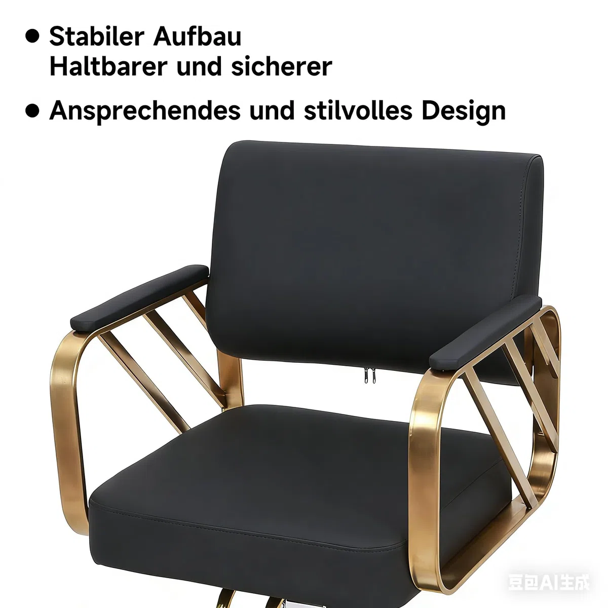 Bruce & Shark Klassischer Friseurstuhl 360° Drehbar Verstellbar Mit Hydraulikpumpe, Edelstahlrahmen, PVC Leder Polster