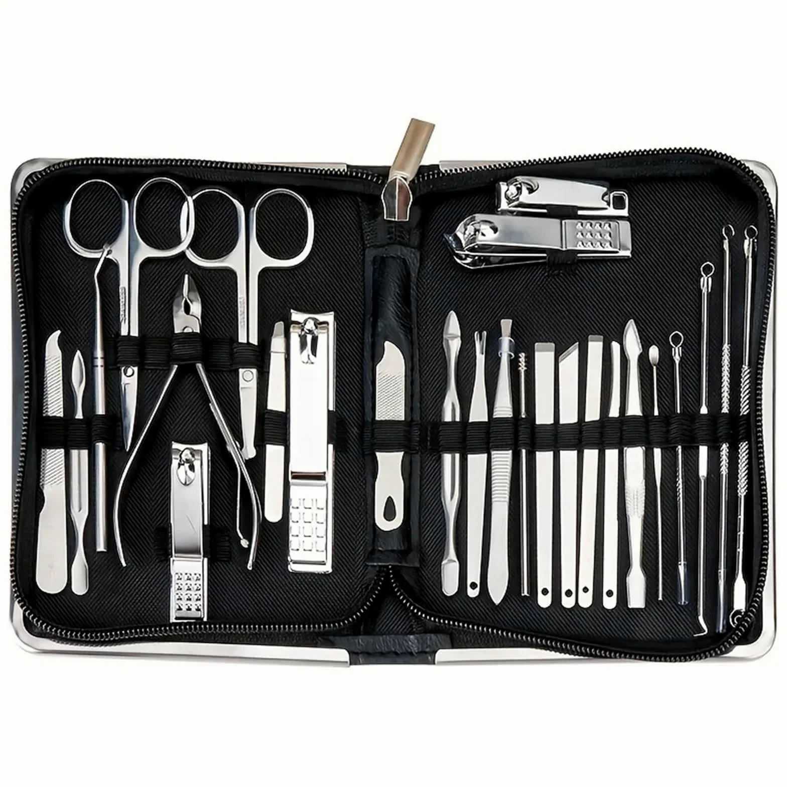 Maniküre Set 26-teiliges Nagelknipser-Set aus Edelstahl for den Haushalt, Nagelschneider, Anzug mit Box, Trimmer, Pflege, Maniküre, Pediküre, Nagelwerkzeuge Nagelschere Set(Schwarz)