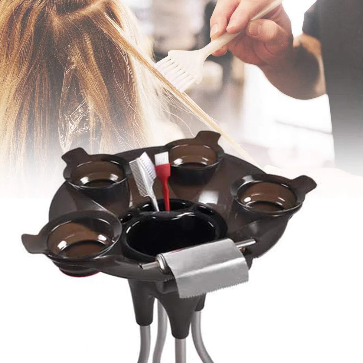 Salon Friseur Trolley Barber Beauty Trolley mit Scrollrad Handwagen Professioneller Schönheitssalon Tray Cart Tool Holder Friseur Farbmisch Tint Dye Schüssel