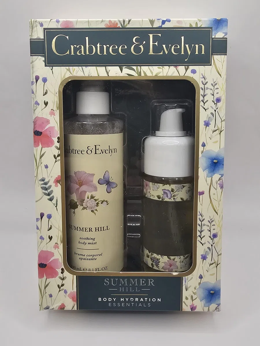 Crabtree & Evelyn Summer Hill Body Hydratation Set - Beruhigender Körpernebel (226 ml) Körperöl (113 ml)