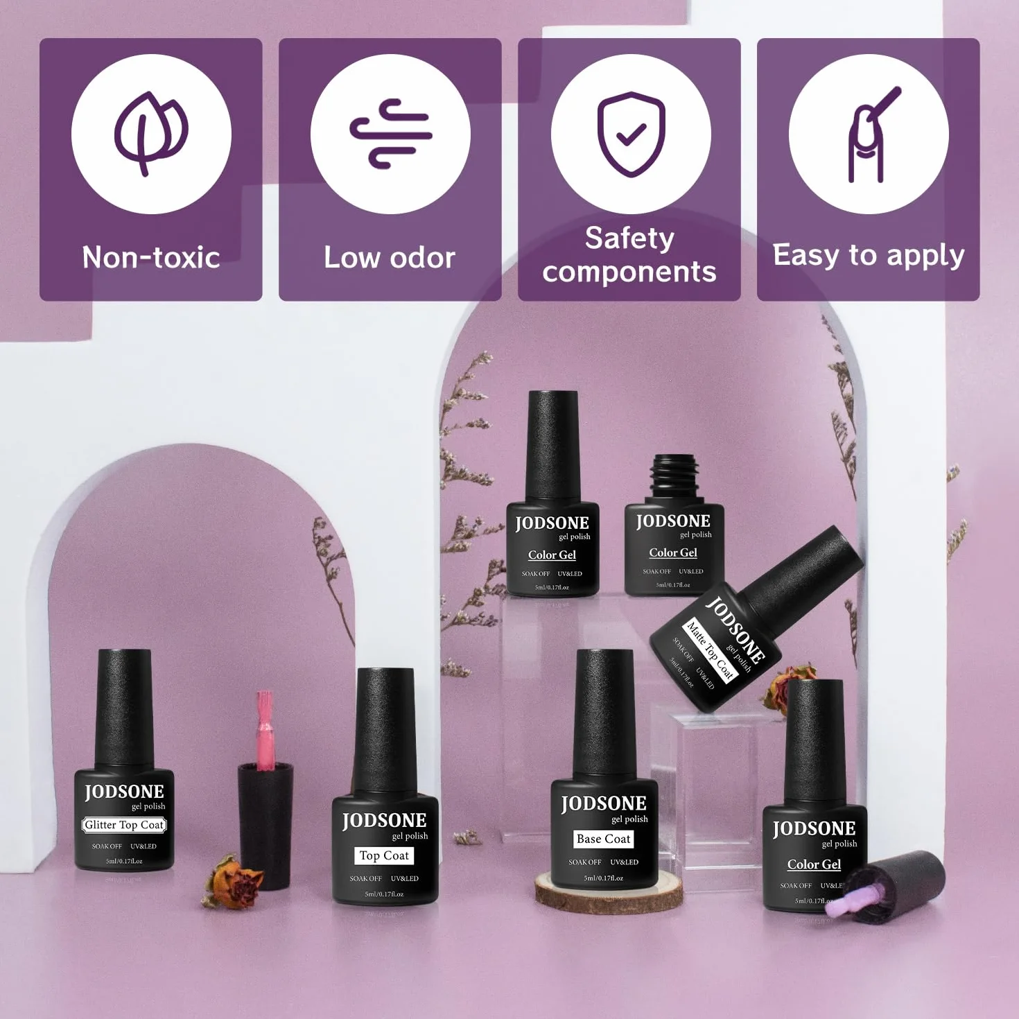 JODSONE U V Gel Nagellack Set, 32 Farben Gelnägel Kit mit U V/LED Nagellampe, Nagelbohrer, Basis- und Decklack, Rosa Weiß Blau U V Gelnagellack Starterset