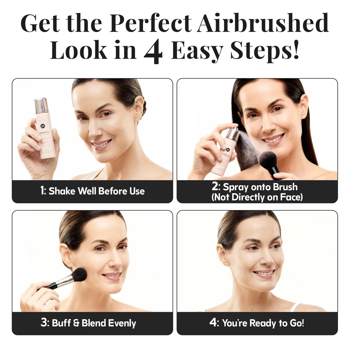 MagicMinerals AirBrush Foundation von Jerome Alexander - 2-teiliges Set mit Airbrush-Foundation und Kabuki-Pinsel - Spray Make-up mit Anti-Aging-Inhaltsstoffen für glatte, strahlende Haut (Fair) | Inklusive Kabuki-Pinsel, feiner Sprühnebel, aufbaubare Abd