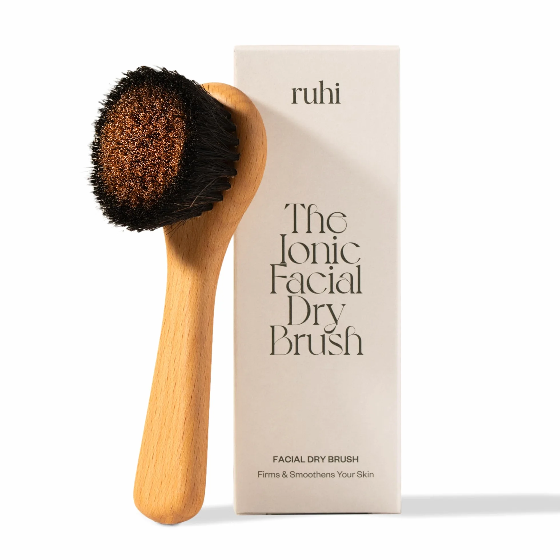ruhi® Klosterbürste Gesicht/Kupferbürste/Gesichtsbürste Kupfer, Naturborsten&plastikfrei zur Trockenbürsten Massage/Peelingbürste gefertigt in Deutschland/Ionic Dry Brush Face/regionales Buchenholz