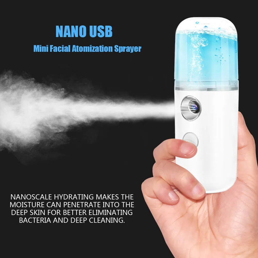 Nano Gesichtsdampfer, 30ml Ultraschall Facial Spray Zerstäubung Nebel Spray Gesicht Feuchtigkeitsspendende Flüssigkeitszufuhr Handliche Maschine USB Aufladung für den Heimgebrauch