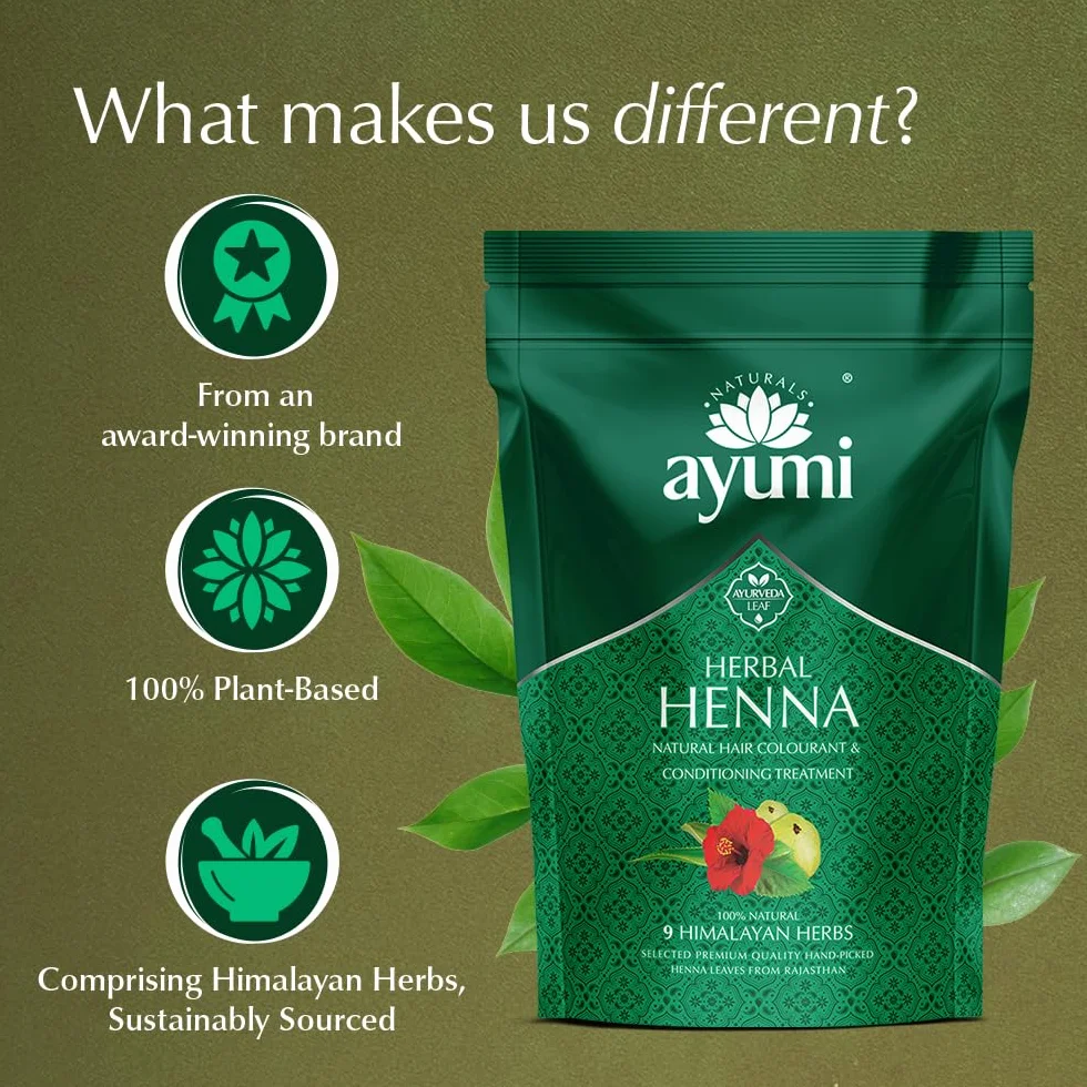 Ayumi, Herbal Henna mit 9 Himalayan-Kräutern, Conditioning Treatment, 3 x 150 g