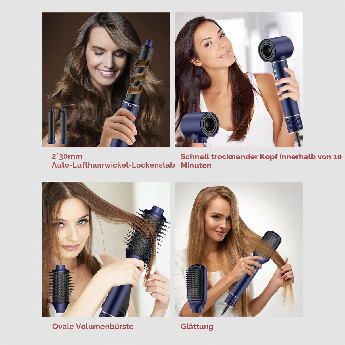Air Styler 7 in 1 Hair Styler set, 110000 U/Min Haartrockner 1300W High Speed Föhn Mit Diffusor, Warmluftbürste, Lockenstab Automatisch, Glätteisen, Zum Styling, Volumisieren, Locken und Glättenair