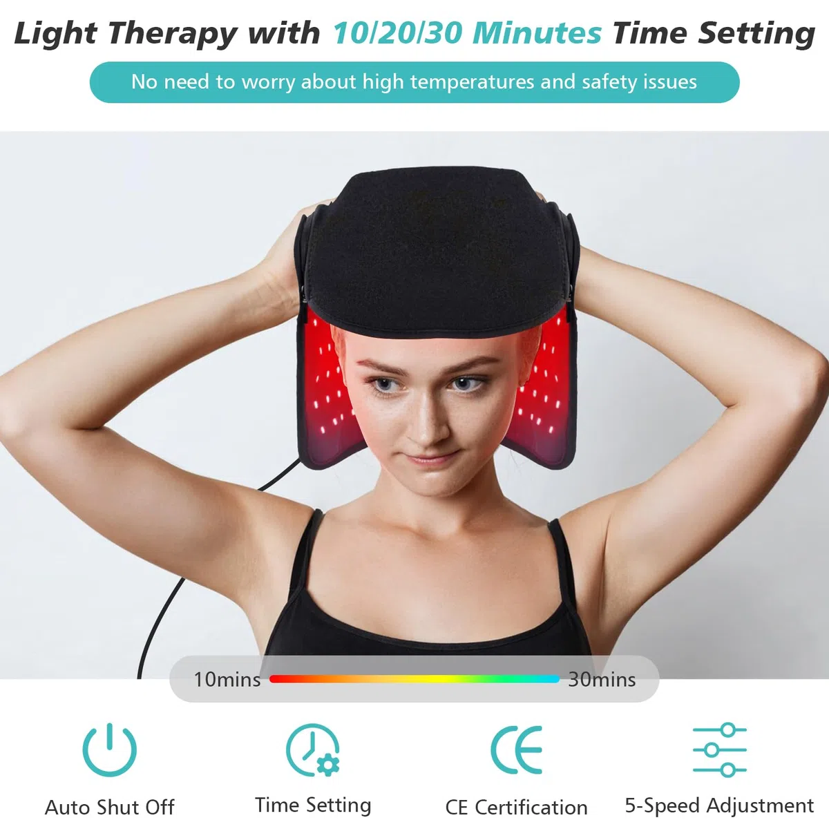 Haarwachstum Cap, Rotlicht Therapie für Haarausfall, 215 LED Infrarottherapie Rotlichtlampe, 660 Nm und 850 Nm, Haarausfall Behandlungen Hut für Männer & Frauen, Fördert schnelles Nachwachsen