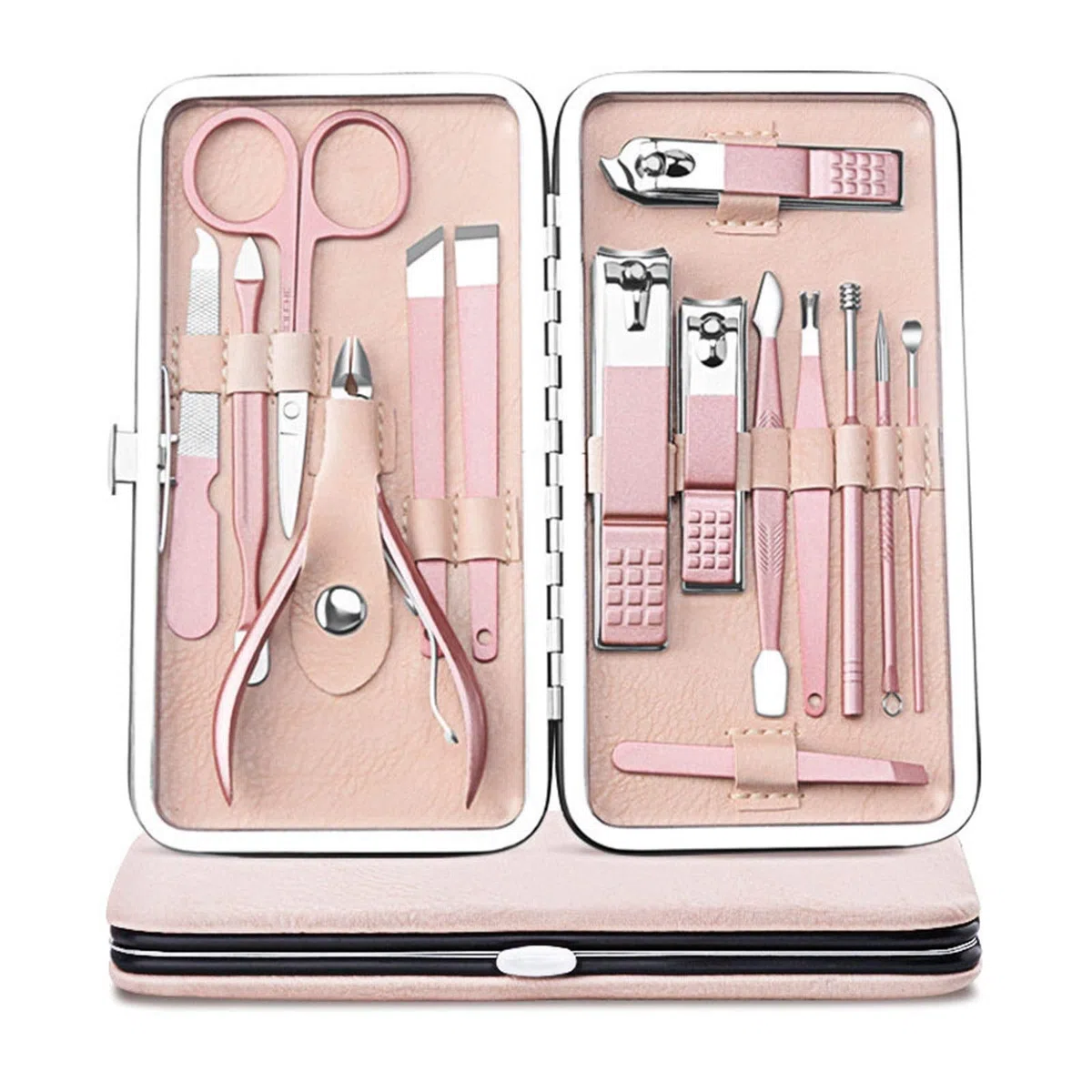 KANUZ Roségold Professionelles Maniküre-Set aus Edelstahl Pediküre-Set, Nasenhaarschere, Augenbrauenrasierer Familie Fuß Handpflege Set (Farbe: Blau)
