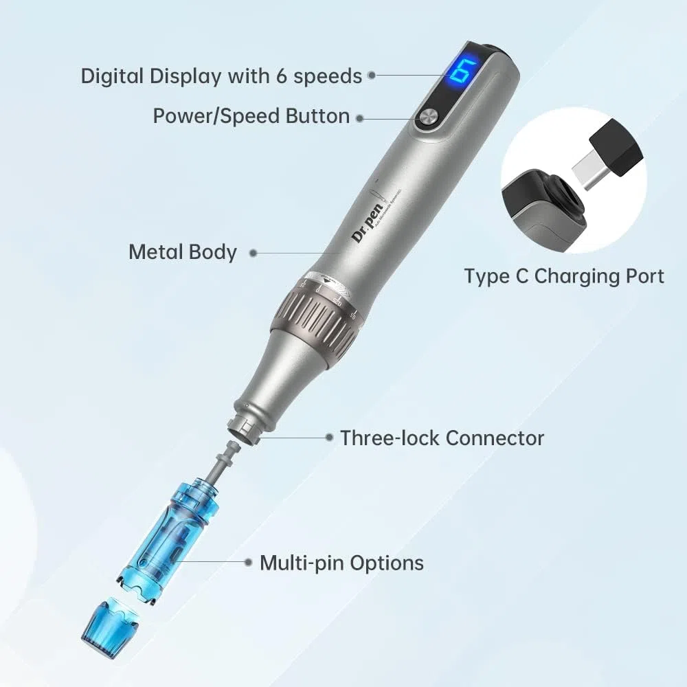 Dr.Pen M8S Microneedling Pen Wireless Micro Needling Devices Skin Care Tool Kit with 12 pin 18 pin 24 pin 36 pin Nano Round 25PCS Cartridges