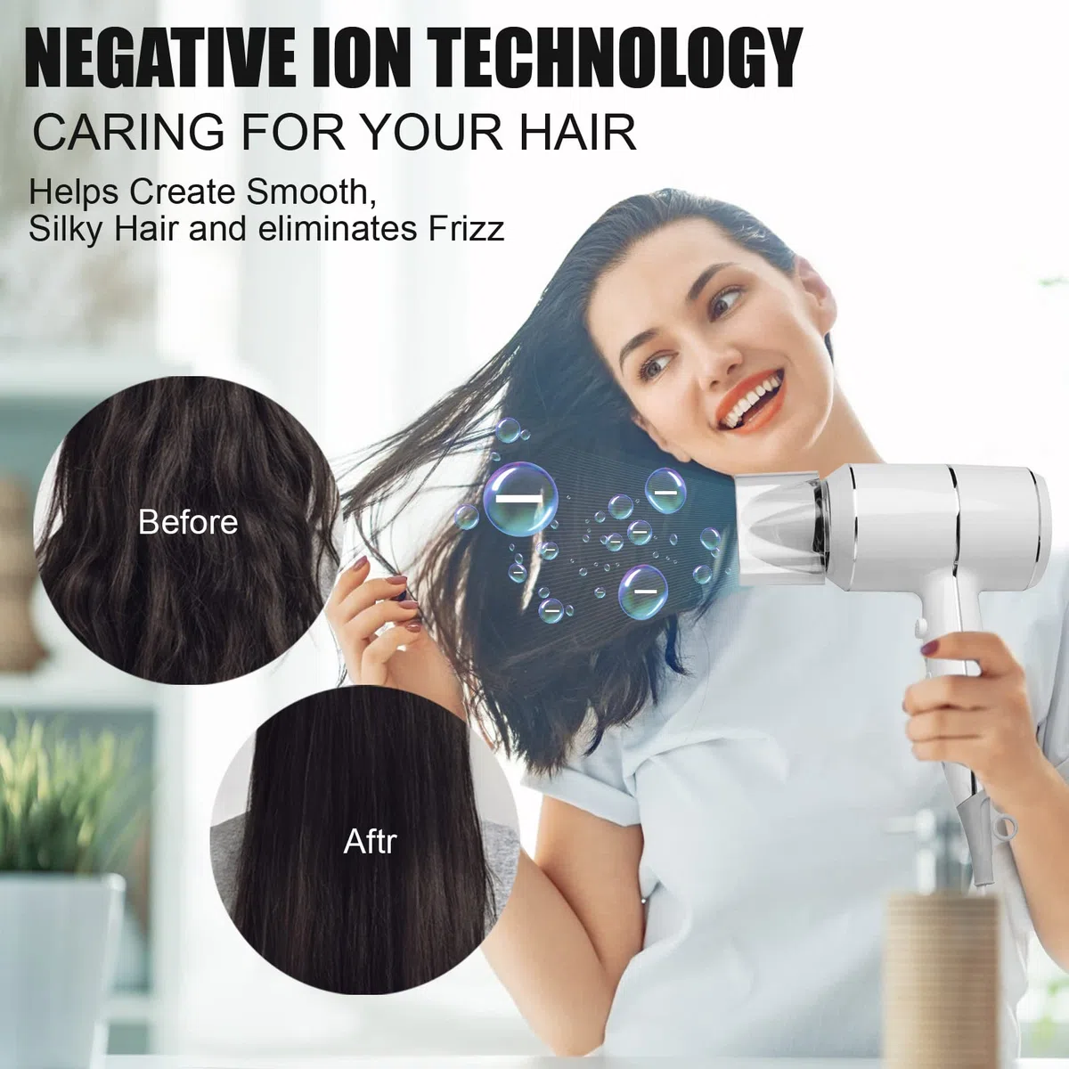 QL Haartrockner mit Wandhalterung 2000 W 10 Millionen Negativ-Ionen Weiß | Wandmontage Zum Bohren,USB,LED,3 Hitzestufen,2 Geschwindigkeit,Cool Air,ThermoProtect,Automatische Abschaltung Konzentrator