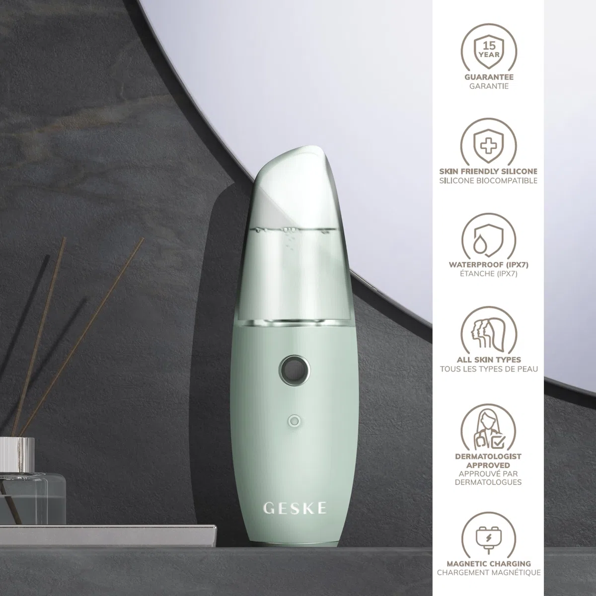 GESKE SmartAppGuided Facial Hydration Refresher 4 in 1 Wasserzerstäuber Gesichtsdampfer Gesichtsreinigungsgerät
