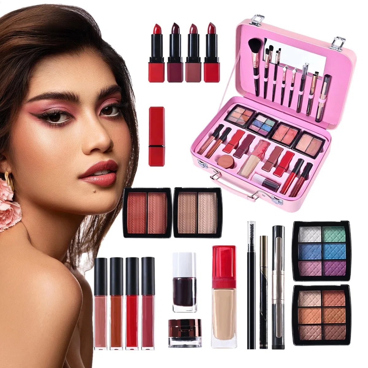 Make-up Set für Anfänger Tragbare Kosmetik-Palette | Langanhaltendes Wasserfestes Kosmetik-Set Für Anfänger für Damen, Mütter, Freundinnen und Bühnenauftritte