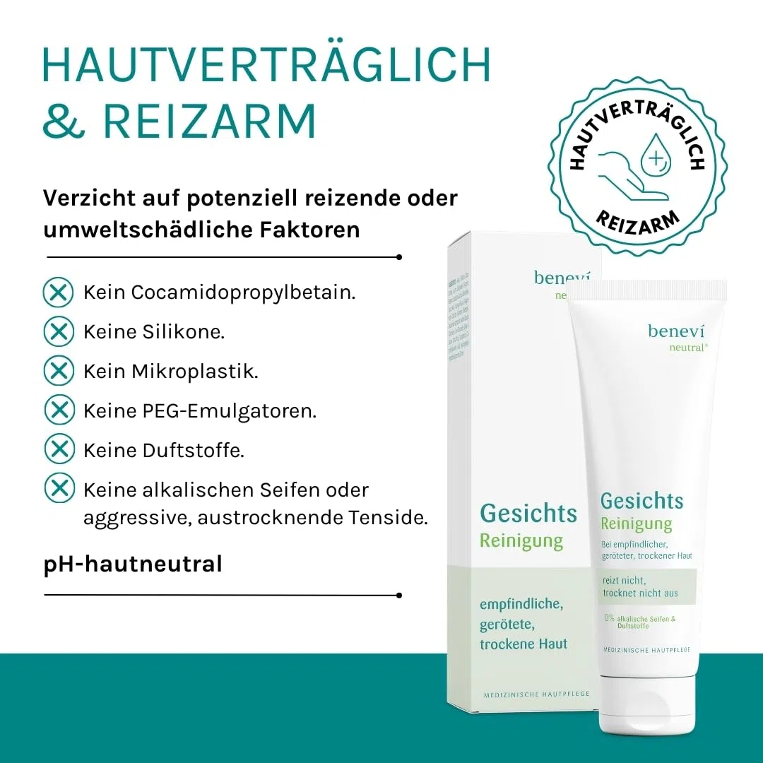 benevi neutral Gesichts-Reinigung 5 x 125ml für empfindliche, irritierte, trockene Haut. Ausschließlich milde Tenside, besonders hautverträglich. pH 5,5