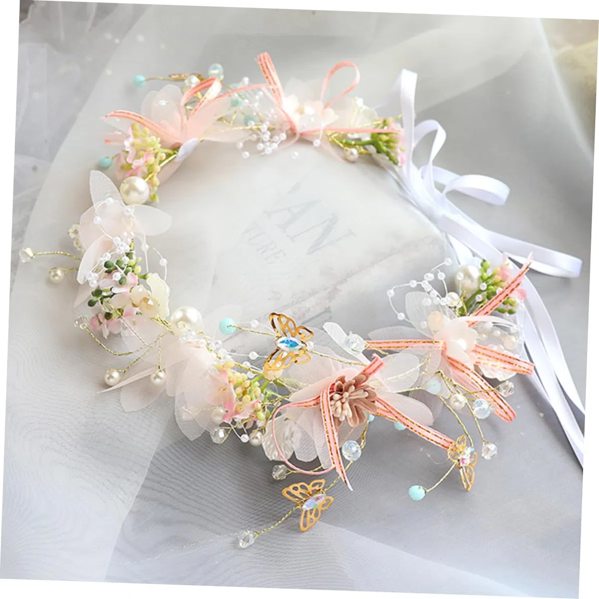 DOITOOL 3stücke Blumenkranz Haarschmuck Mit Perlen Und Schleife Elegant Und Leicht Für Hochzeiten Partys Und Besondere Anlässe Blumenschmuck Für Bräute Und Feiern