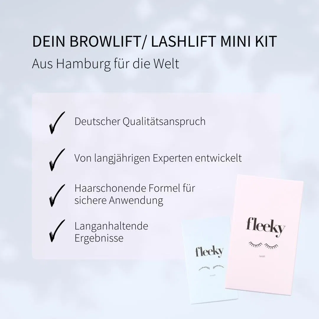 fleeky Augenbrauen & Wimpernlifting Set: Vegan und ohne Tierversuche - Lash & Brow Lifting Kit für natürlichen ausdrucksvollen Wimpernschwung & perfekt gestylte Brows