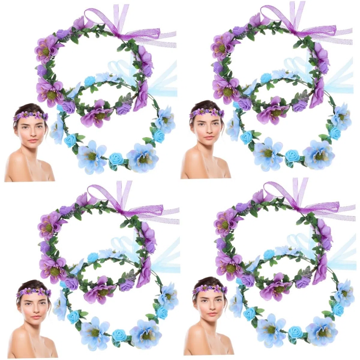 FRCOLOR 8 Stk Blumen Stirnband blumenkränze fürs haar hair toppers for women wedding hair accessories Hochzeit Stirnband Braut Blumengirlande Tiara künstliche Blumenkronen Stoff