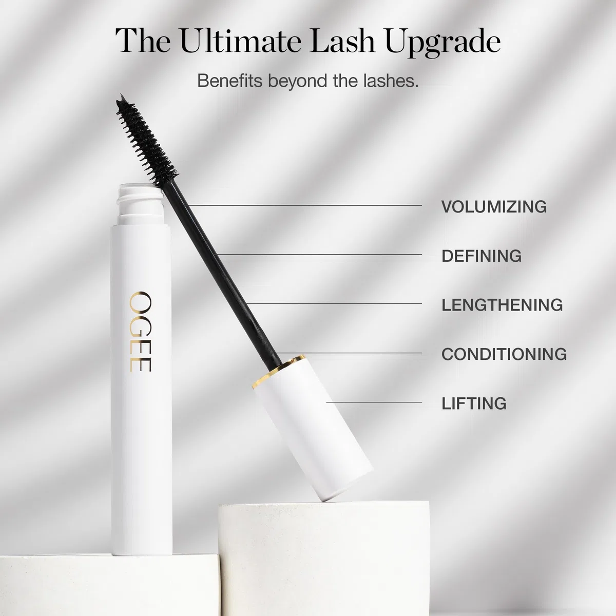 Ogee Beyond Clean Volumenmaske, Bio-zertifiziert, für Volumen und Länge, verlängert die Wimpern für empfindliche Augen