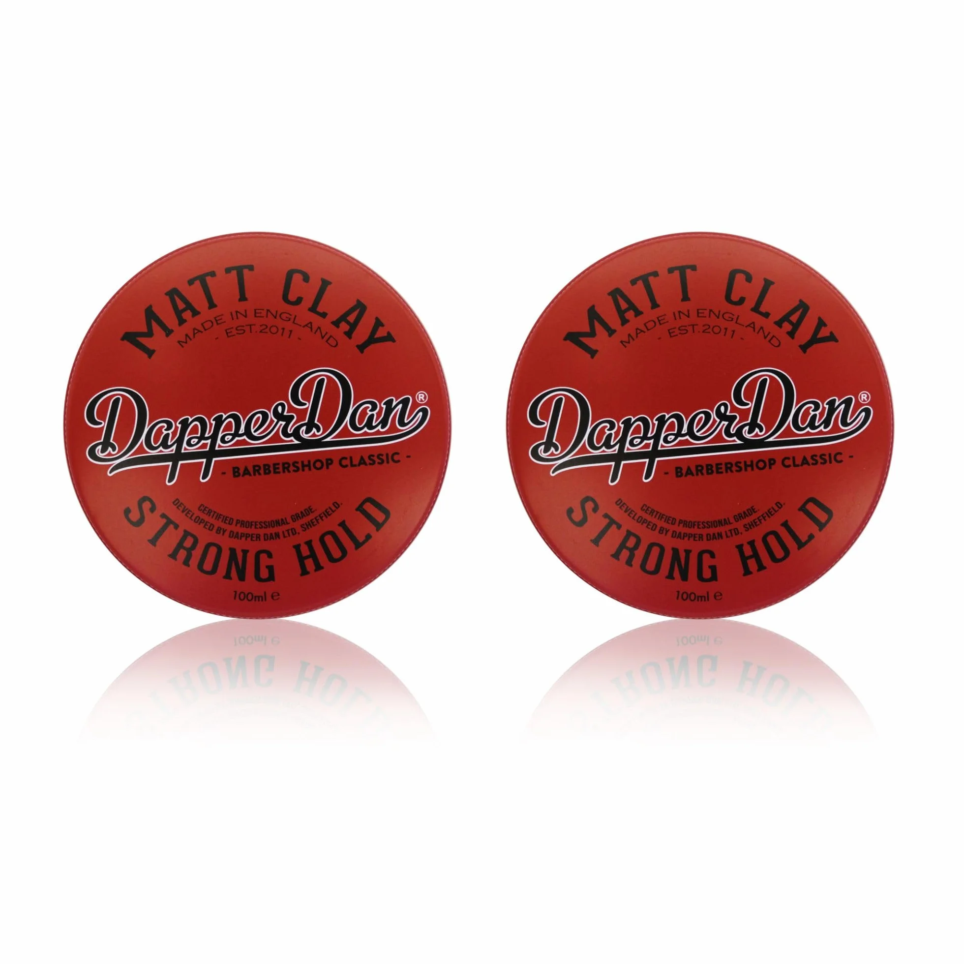 Dapper Dan Matt Clay Duo Pack, starker Halt, matte Haarstyling-Clay für Männer, wasserbasierte Formel, Duft von geräuchertem Safran & Leder, 2 x 100ml