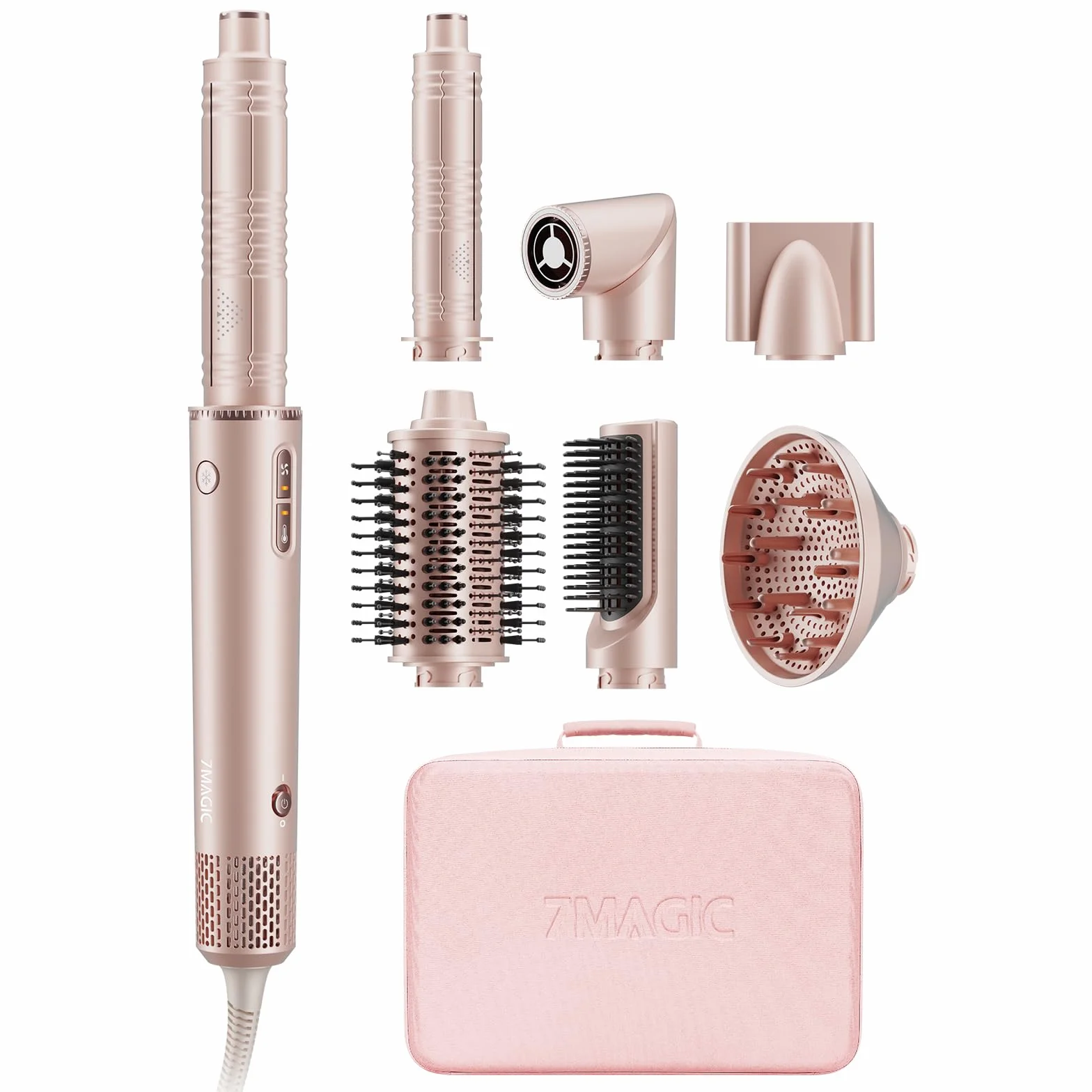7MAGIC 7 in 1 Airstyler, 110000 U/Min, 1400W, Rundbürstenföhn, Lockenstab Auto-Wrap, Glätteisen, Ionen Föhn